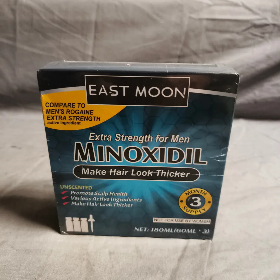 SEALED EAST MOON MINOXIDIL EXTRA STRENGTH FOR MEN – 3 X 60ML BOXED