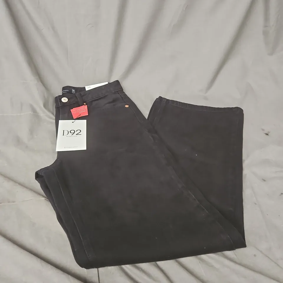 STRADIVARIUS D92 STRAIGHT WIDE JEANS – BLACK, WOMEN'S UK 8