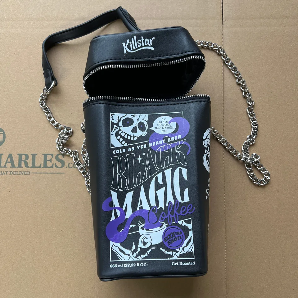 KILLSTAR BLACK MAGIC COFFEE CHAIN STRAPPED ZIPPER HIP BAG
