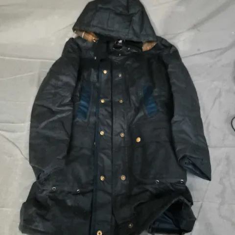 BARBOUR BOWER WAX JACKET IN BLACK - SIZE 8