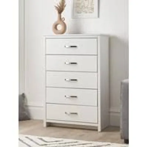 BOXED GRADE 1 ELY 5 DRAWER CHEST OF DRAWERS - COLLECTION ONLY 