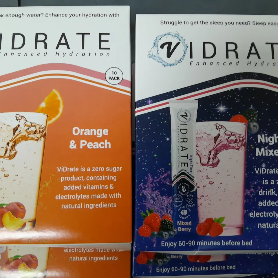 LOT OF 6 10-PACKS OF VIDRATE HYDRATION DRINKS - BERRY & ORANGE