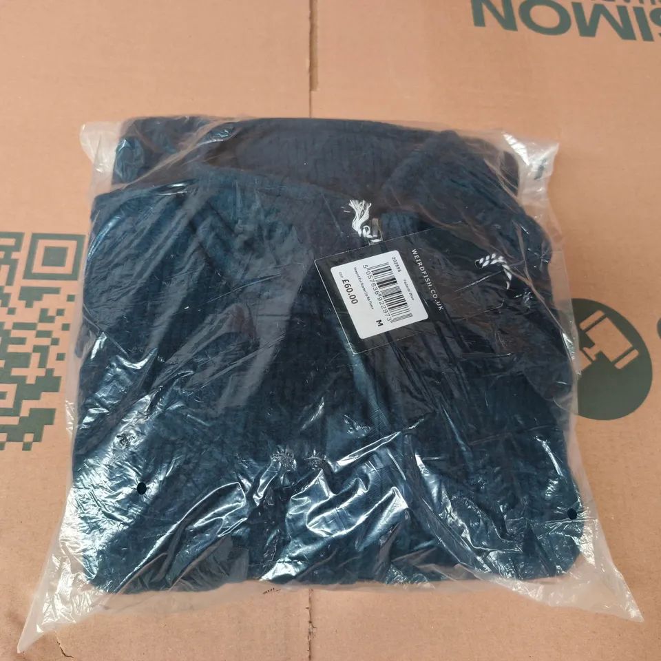 bagged weird fish newport eco quarter zip rib fleece in federal blue size medium