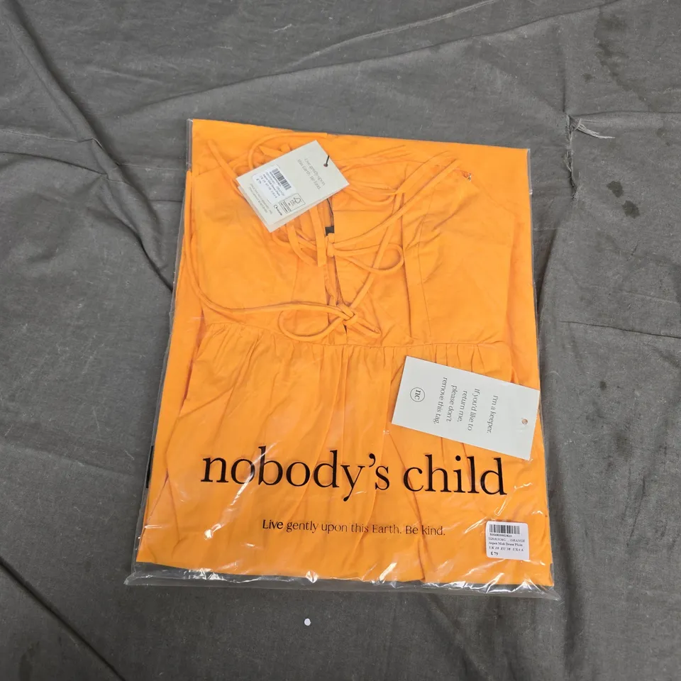 BAGGED NOBODY'S CHILD ASPEN MIDI DRESS PLAIN – ORANGE, UK 10