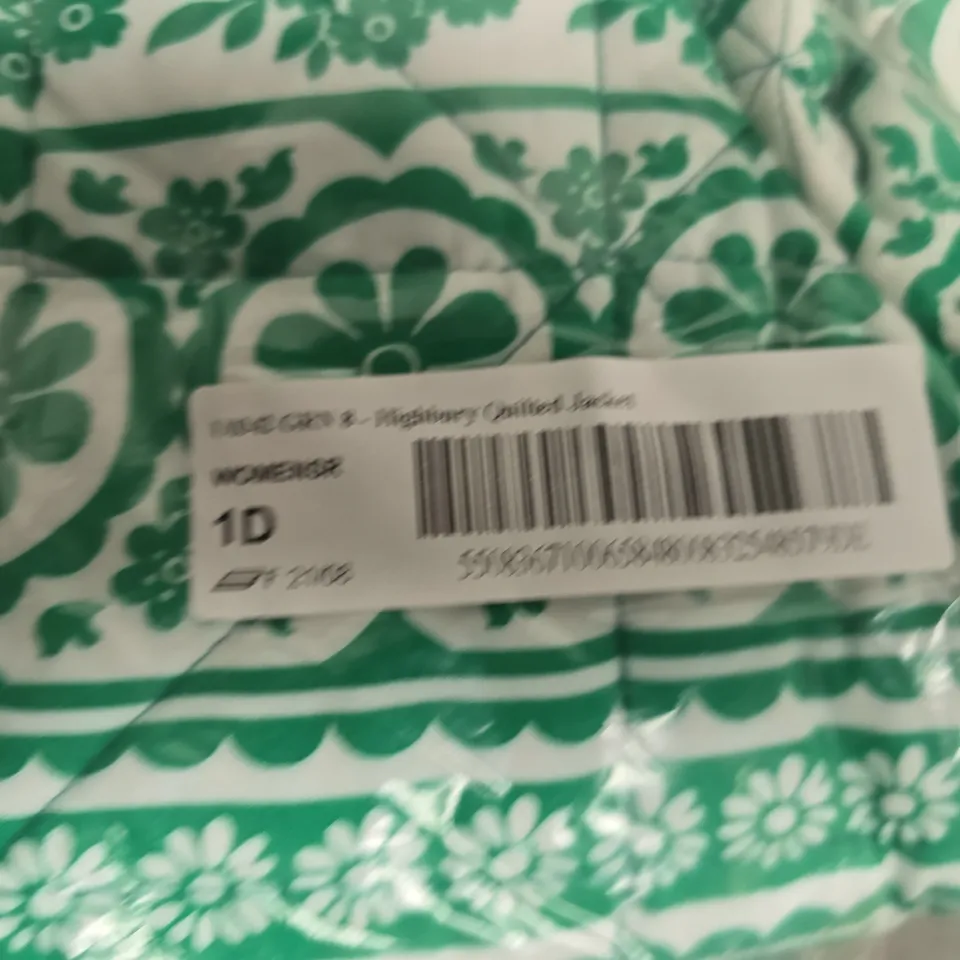 BAGGED BODEN WOMEN'S GREEN & WHITE PRINTED DRESS – SIZE 1D 