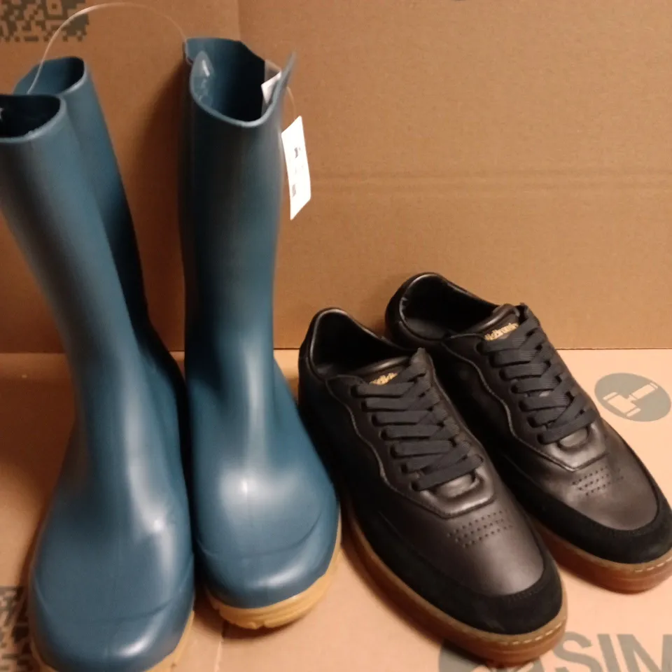 APPROXIMATELY 10 PAIRS OF ASSORTED SHOES TO INCLUDE - BOOTS - SLIPPERS - TRAINERS ETC