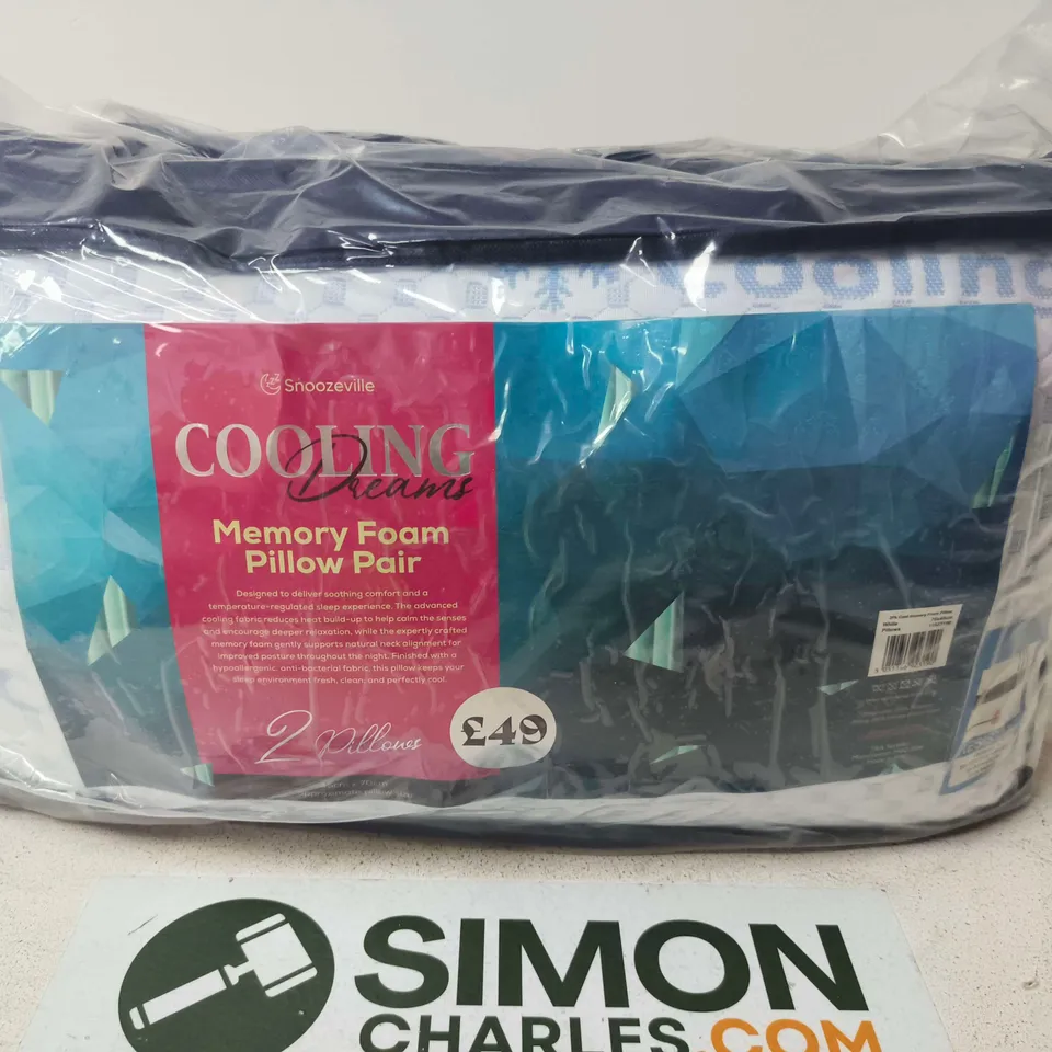 SNOOZEVILLE COOLING DREAMS MEMORY FOAM PILLOW PAIR – 2 PILLOWS