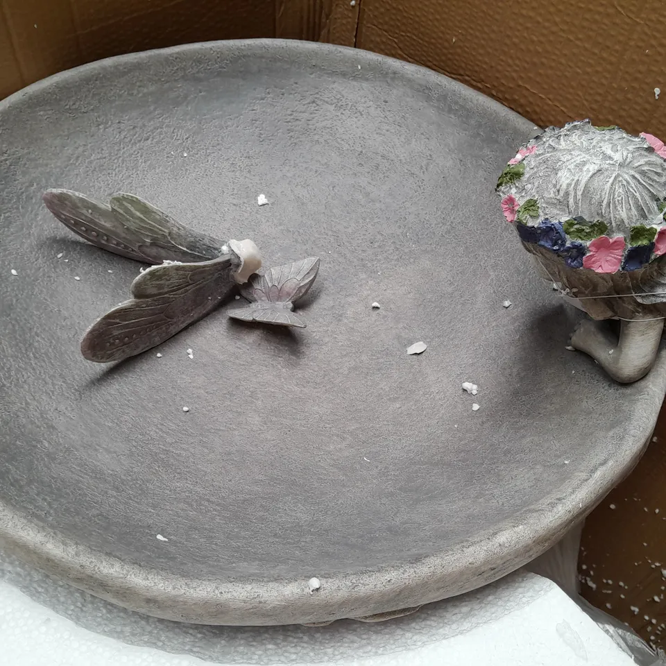 BOXED MY GARDEN STORIES FAIRY BIRD BATH IN GREY - COLLECTION ONLY