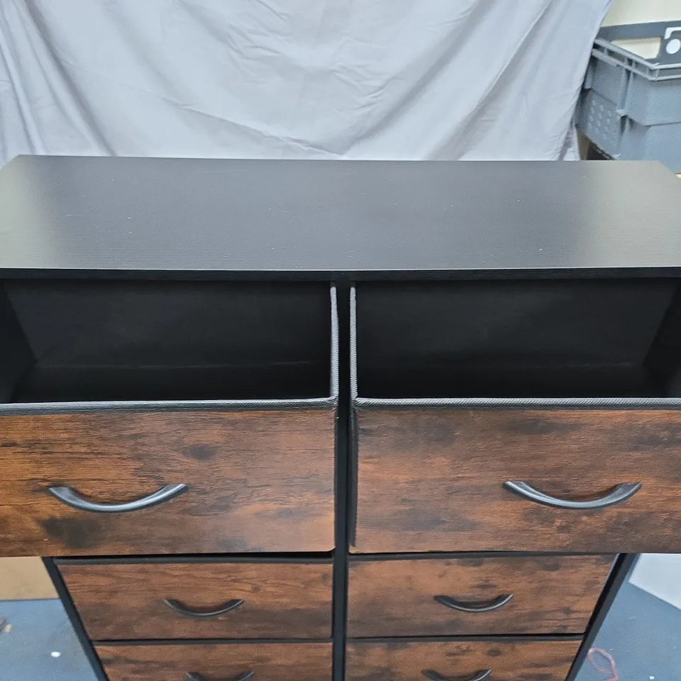UNBRANDED 10 DRAWER STORAGE CHEST - FABRIC WOOD EFFECT DRAWERS - WOODEN TOP WITH A METAL FRAME