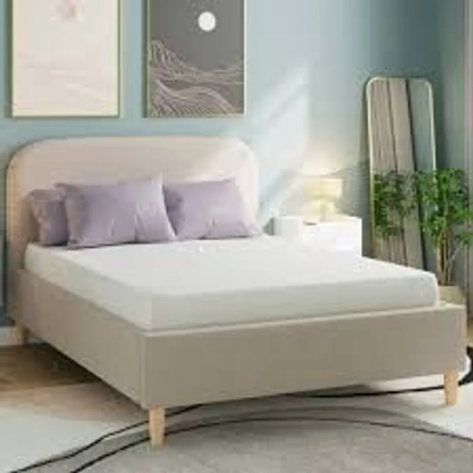 BOXED GFW FLORENCE BOUCLE KING SIZE NATURAL STONE BROWN OTTOMAN BED (2 BOXES)