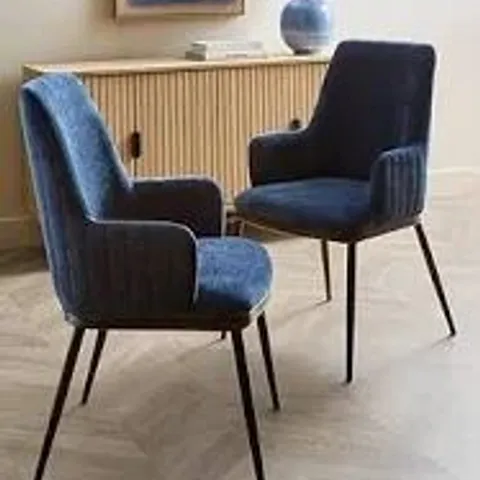 BOXED NINA PAIR OF DINING CHAIRS - NAVY/BLACK (1 BOX)