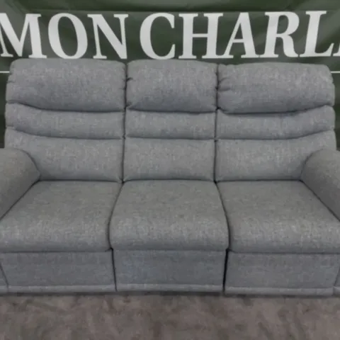DESIGNER G PLAN MADE MALVERN AROLA SKY FABRIC ELECTRIC RECLINING THREE SEATER SOFA