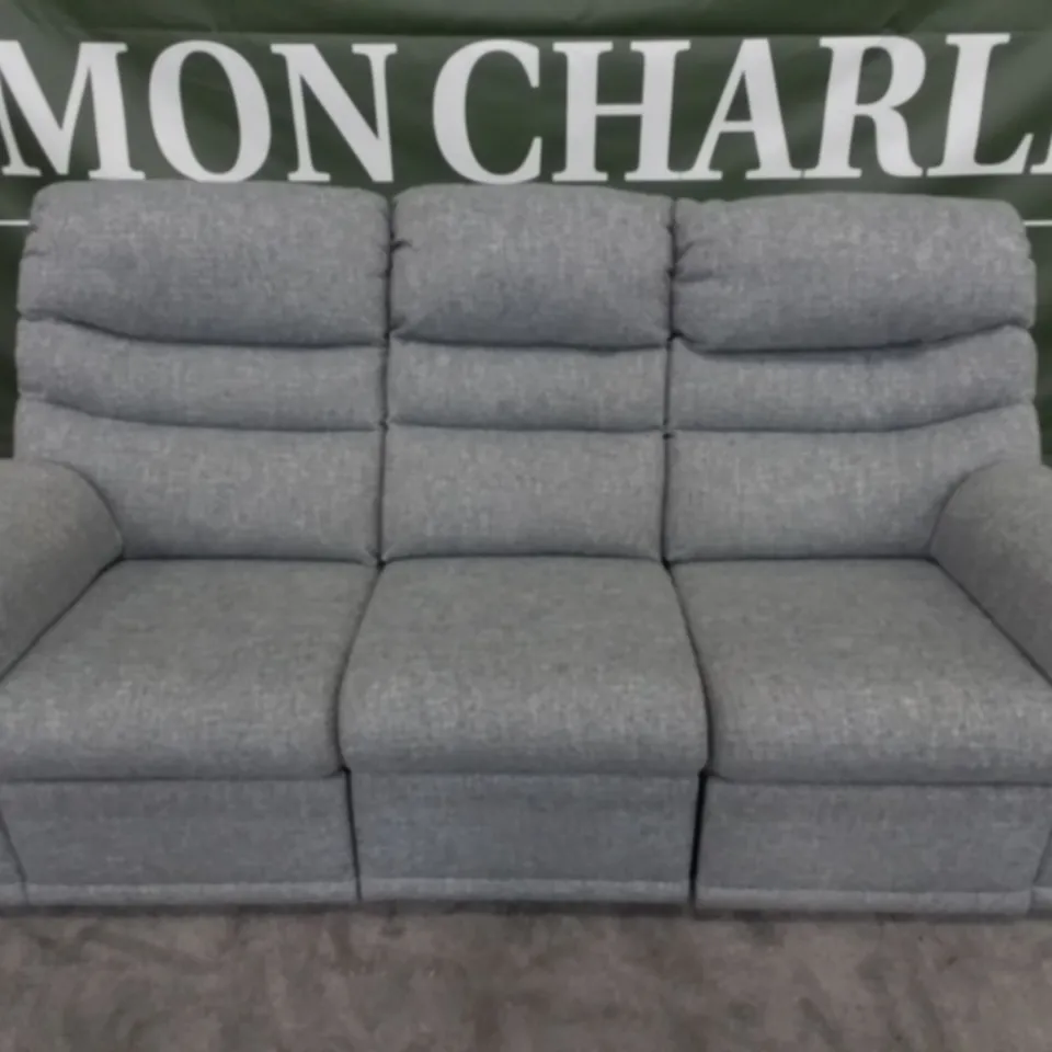 DESIGNER G PLAN MADE MALVERN AROLA SKY FABRIC ELECTRIC RECLINING THREE SEATER SOFA