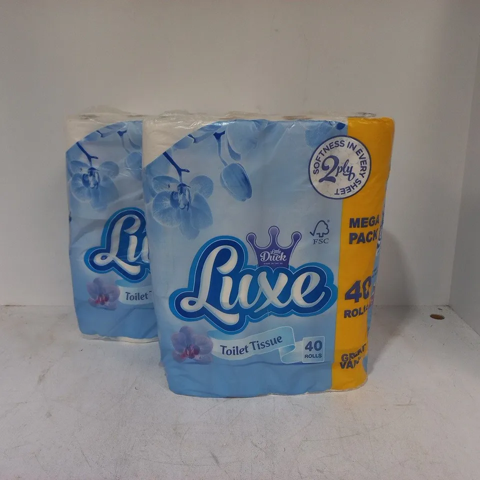 LOT OF 2 40-ROLL PACKS OF LUXE TOILET TISSUE