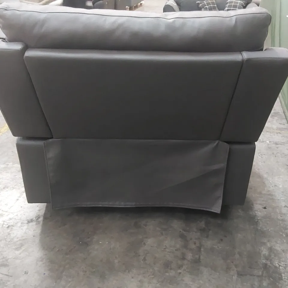QUALITY DESIGNER ROMAN PISA GREY FABRIC UPHOLSTERED ELECTRIC RECLINER