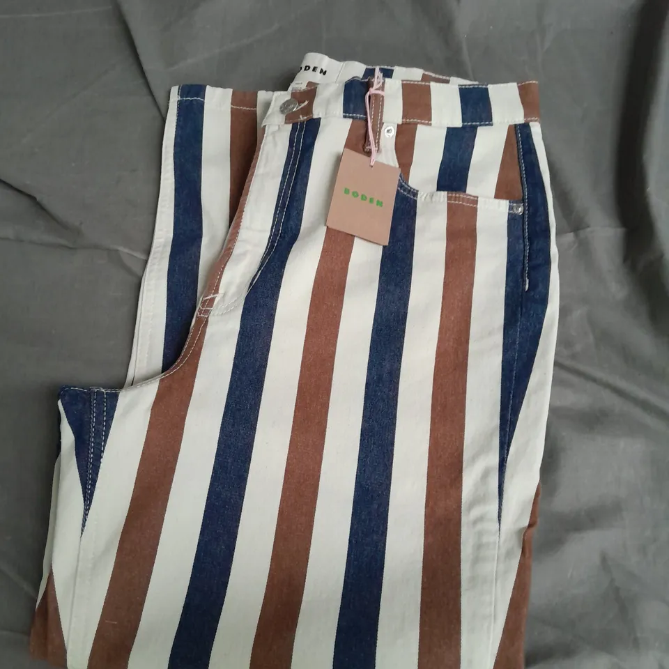 BODEN TAPERED LEG HIGH RISE STRIPED JEANS WAIST 31IN REGULAR