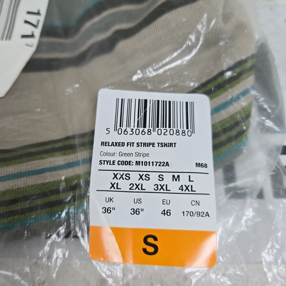 SUPERDRY RELAXED FIT GREEN STRIPE T SHIRT 36" SMALL TAGGED BAGGED