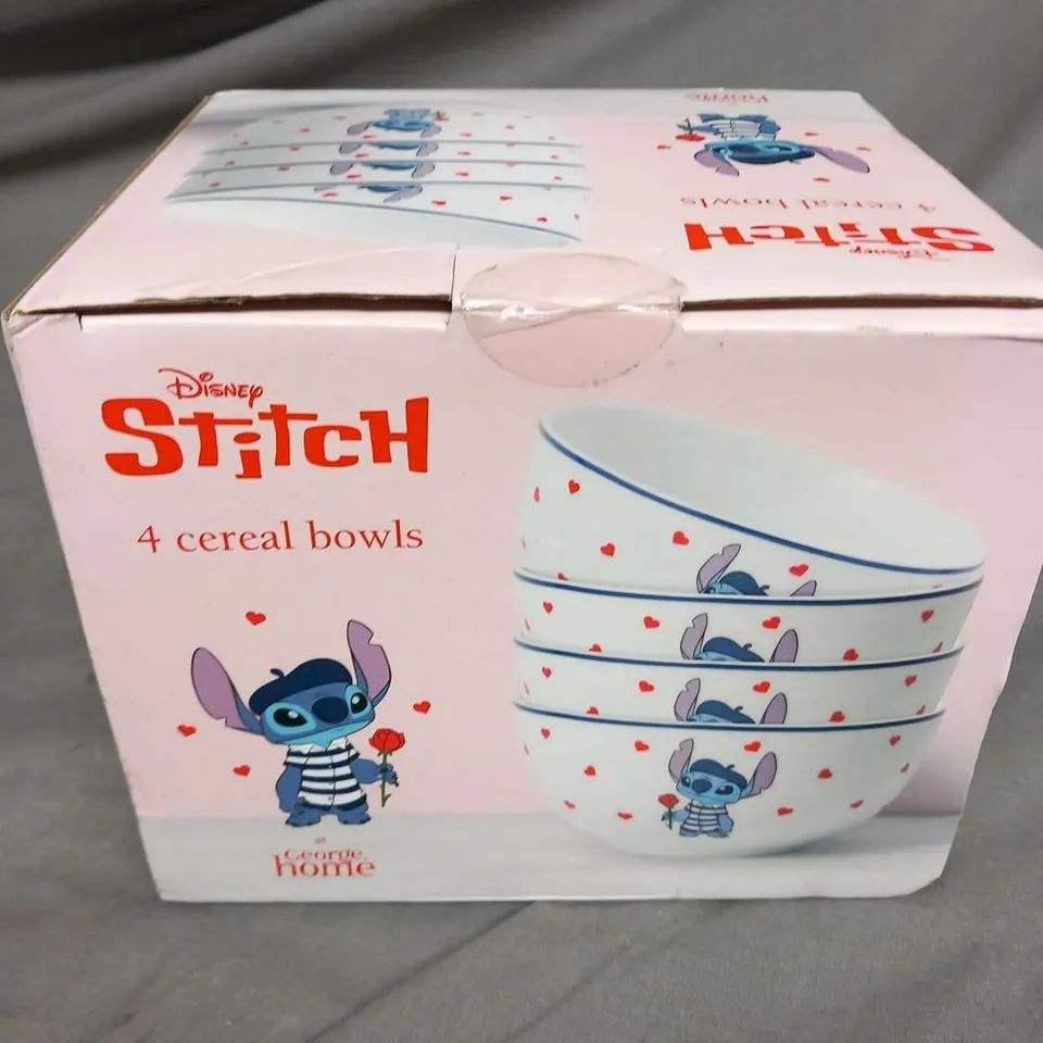 BOXED DISNEY STITCH 4 CEREAL BOWLS