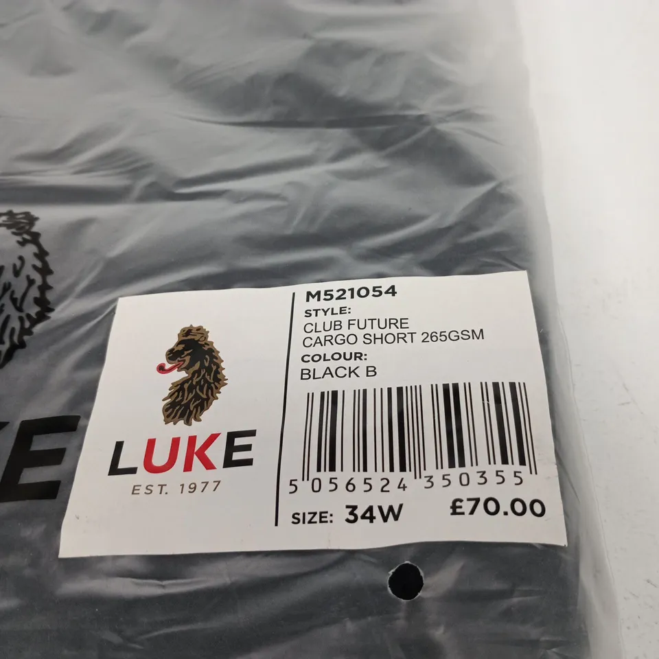 LUKE CLUB FUTURE CARGO SHORTS – BLACK, UK 34 (US 34W)