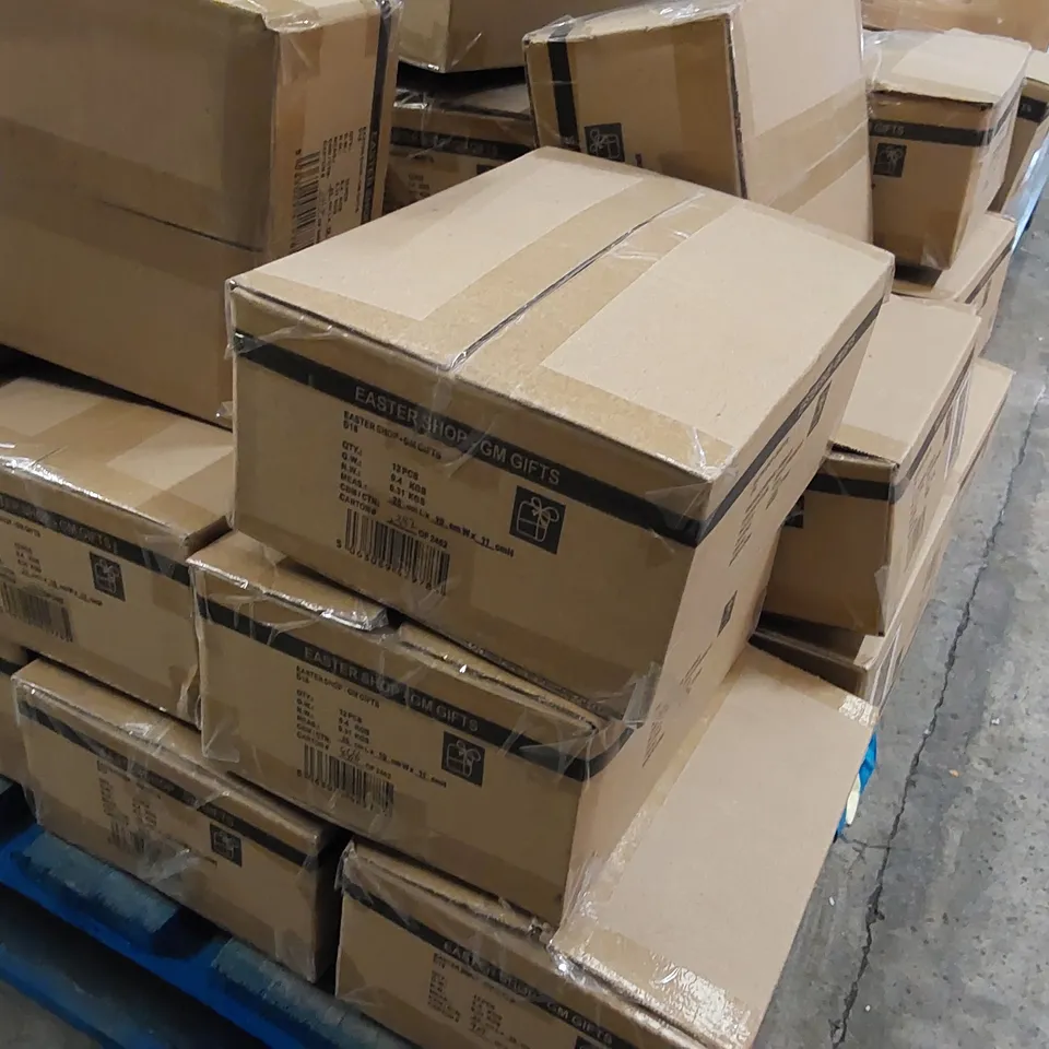PALLET OF ASSORTED BRAND NEW EASTER ITEMS INCLUDING; EASTER TRILBYS, EASTER FLAG BUNTING, EASTER ACCESSORIES KITS, EASTER BUNNY POTS