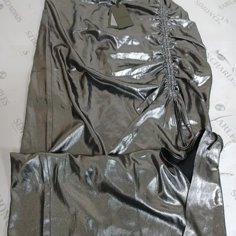 ALL SAINTS CARLA METALLIC SKIRT IN GUNMETAL GREY - 10