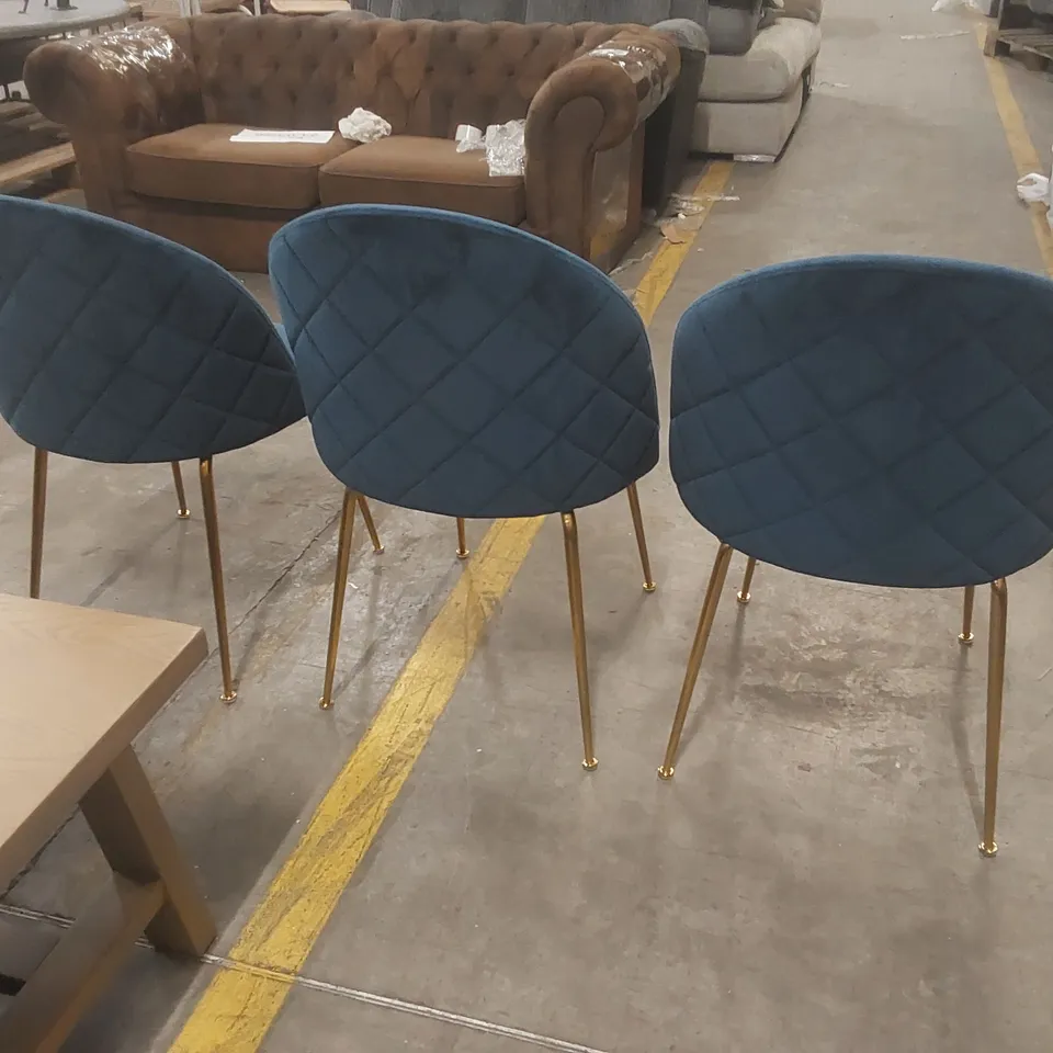 SET OF 3x DESIGNER VELVET DINING CHAIRS