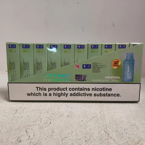 BOXED AND SEALED LOST MARY PREFILLED POD 10 PACK (MENTHOL 20MG/ML)
