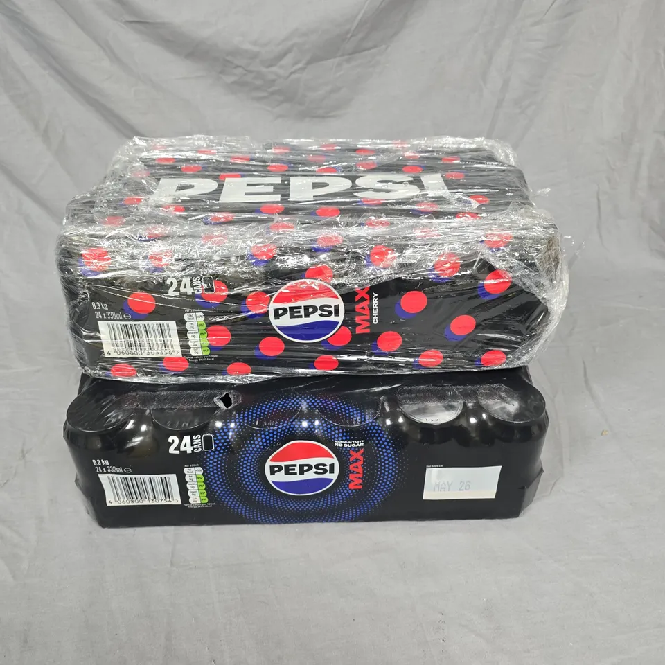LOT OF 48 330ML CANS OF PEPSI INCLUDES MAX AND CHERRY