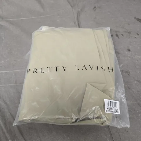 UK 12 PRETTY LAVISH AMELIA CREPE RUCHED MAXI BRIDESMAID DRESS – OLIVE