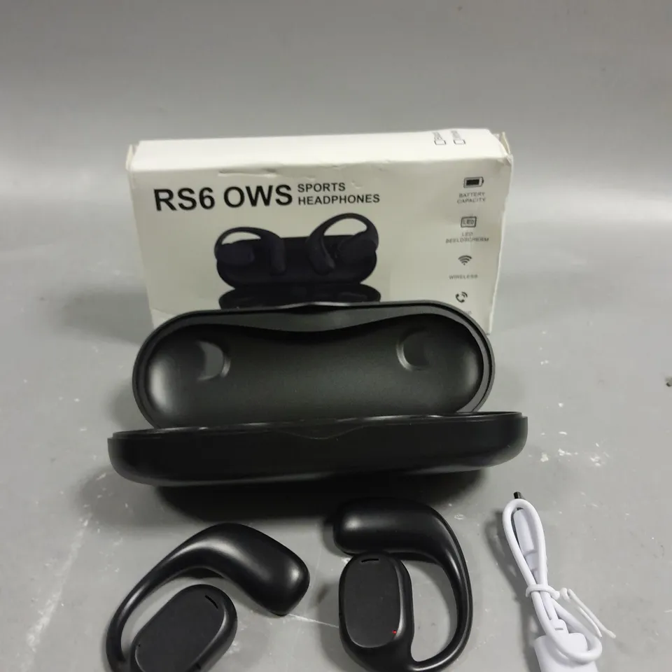BOXED RS6 OWS WIRELESS SPORTS EARPHONES IN BLACK	
