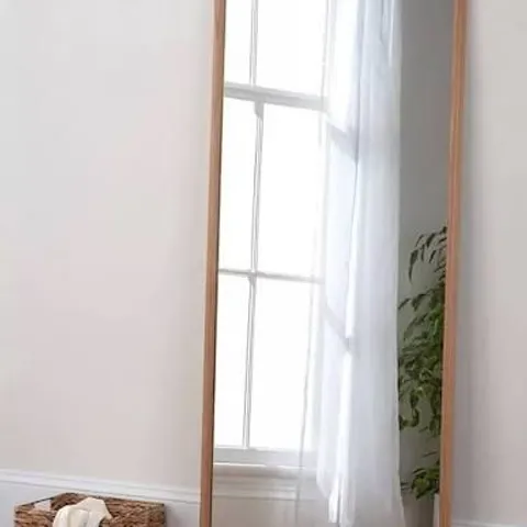 BOXED YEARN SHERWOOD SOLID OAK WOOD FRAME FULL-LENGTH WALL/LEANER MIRROR, 180 X 80CM, NATURAL