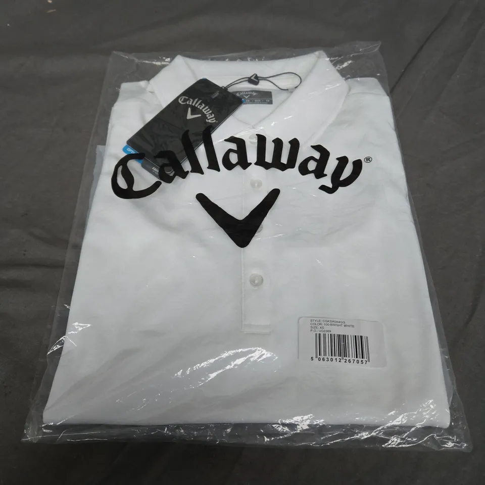 SEALED CALLAWAY WHITE POLO BUTTON SHIRT - SIZE XS