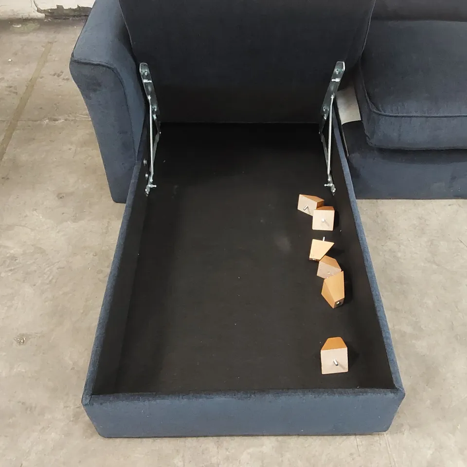 QUALITY DESIGNER THE BISHOPSTROW CHAISE STORAGE SOFA - BLUE FABRIC RIBBON 