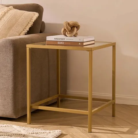 BOXED DUSK GLASS SQUARE SIDE TABLE - GOLD (1 BOX)