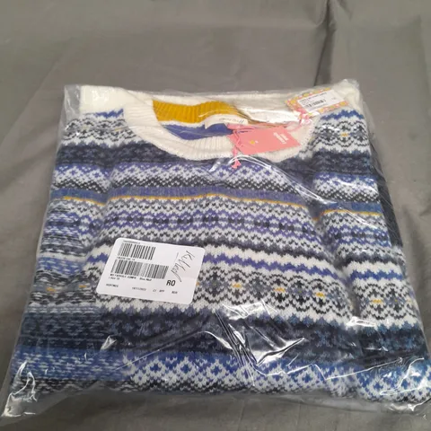 SEALED WHITE STUFF FAIRISLE MIX STRIPE JUMPER - SIZE 18
