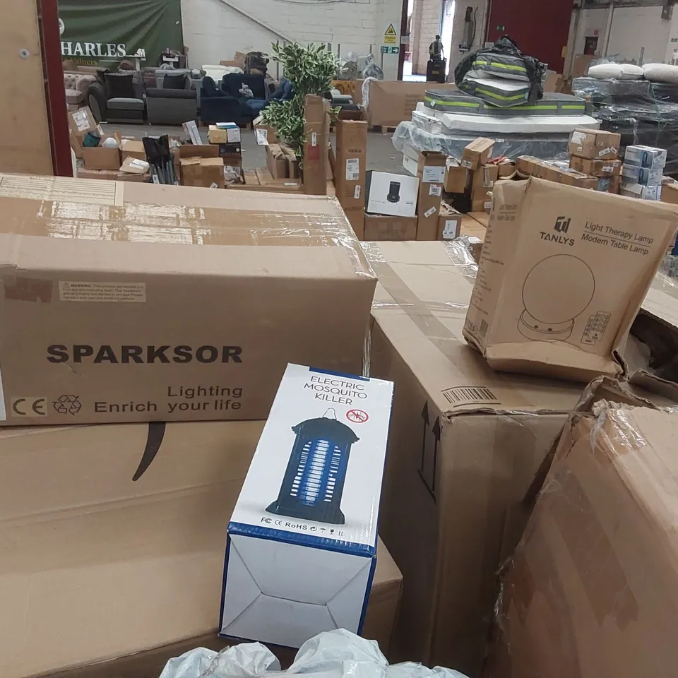 PALLET CONTAINING A LARGE ASSORTMENT OF CONSUMER PRODUCTS INCLUDING: ELECTRIC MOSQUITO KILLER, LIGHT THERAPY LAMP ECT