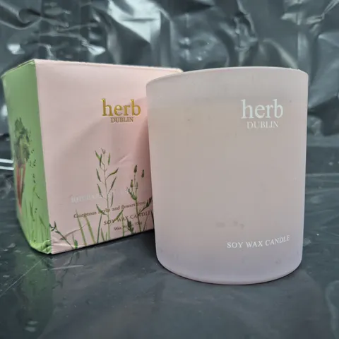 HERB DUBLIN RHUBARB & FRESH GARDEN MINT SCENTED SOY WAX CANDLE