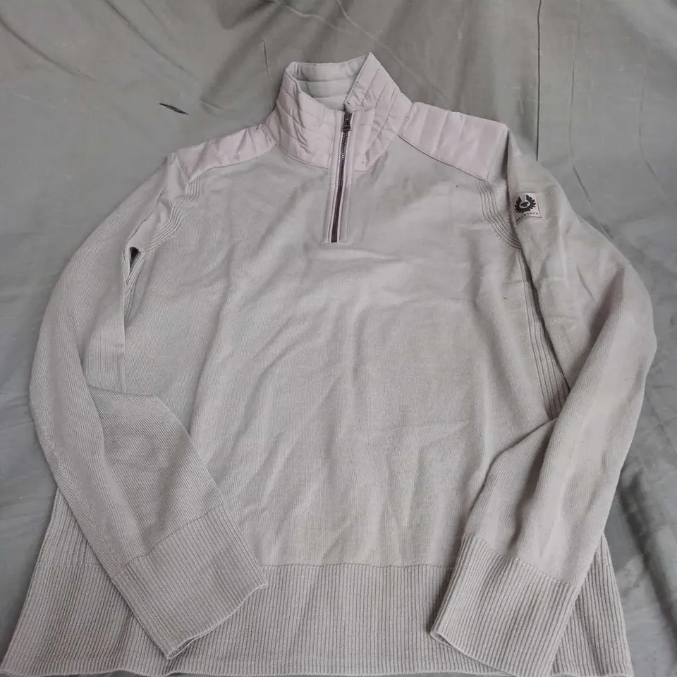 BELSTAFF KILMINGTON QUATER ZIP JUMPER IN PUMICE SIZE M