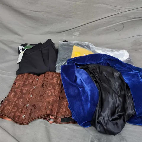 BOX OF APPROXIMATELY 20 ASSORTED CLOTHING ITEMS TO INCLUDE JACKET, CORSET, TROUSERS, ETC