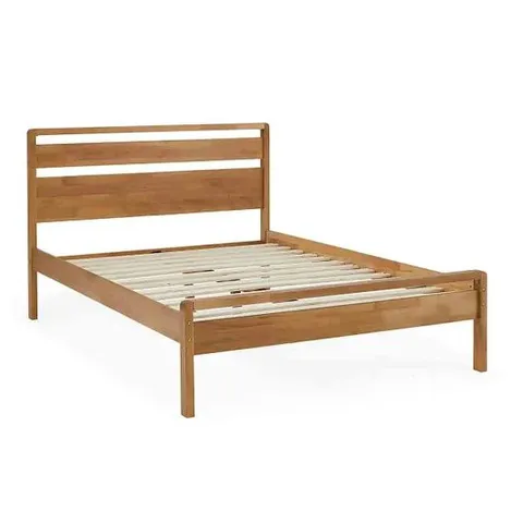 BOXED SKANDI MID CENTURY BED//DOUBLE - OAK (2 BOXES)