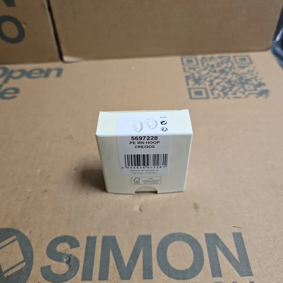 SWAROVSKI GOLD-TONE PAVÉ HOOP EARRINGS – BOXED