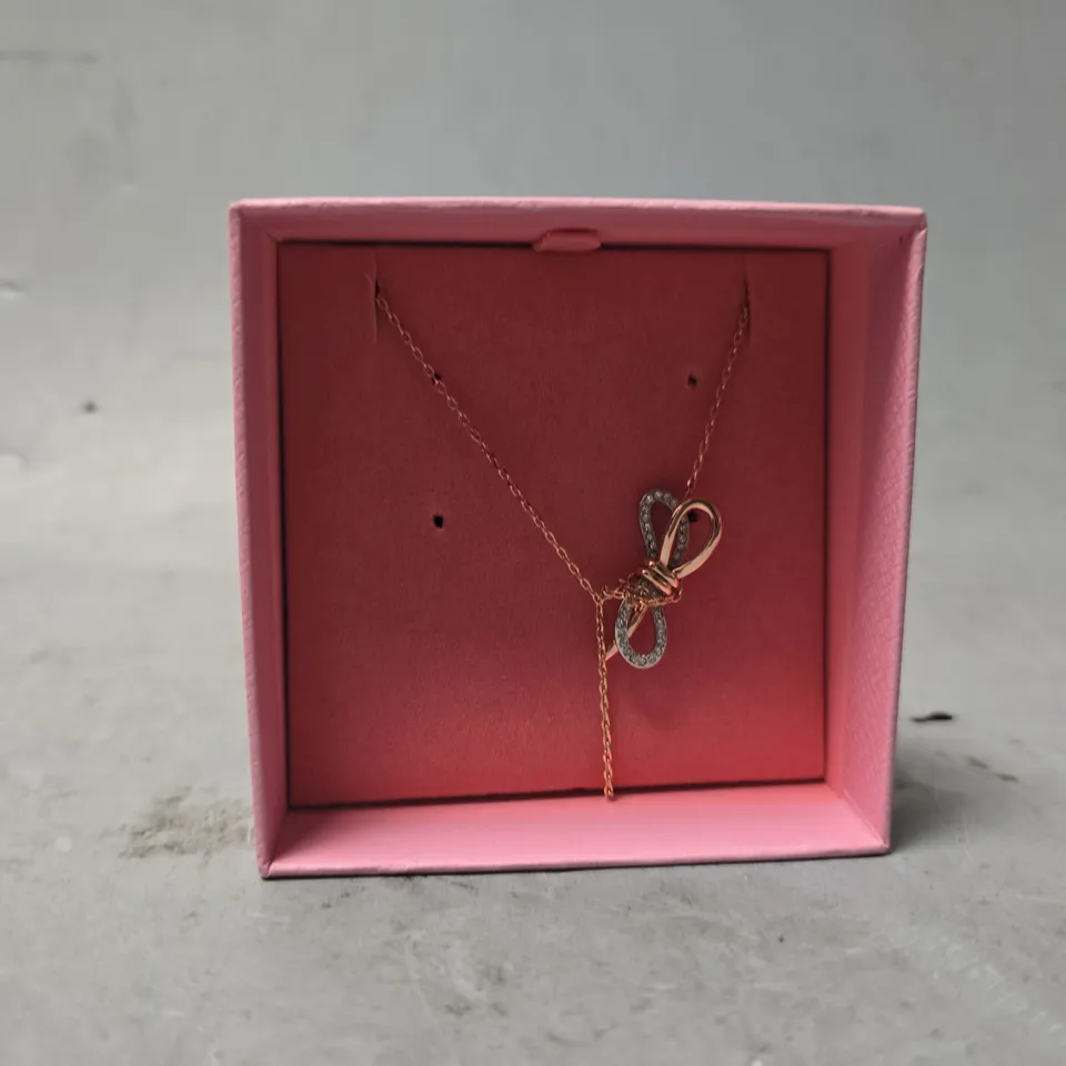 BOXED SWAROVSKI BOW TIE ROSE GOLD NECKLACE 