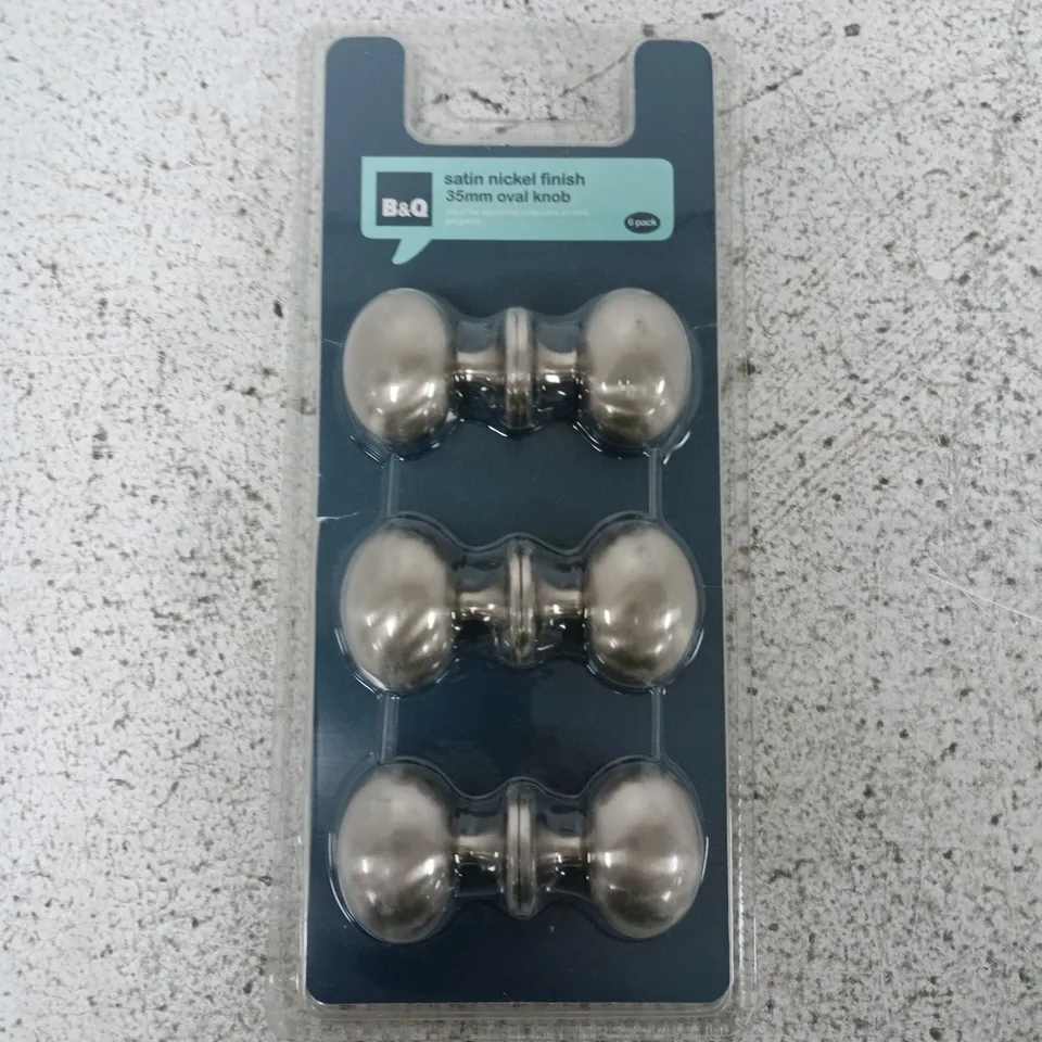 SATIN NICKEL FINISH OVAL DOORKNOB SET – 35MM, 6 PACK