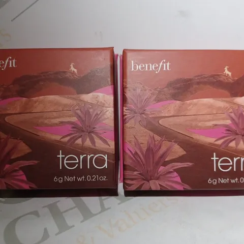 LOT OF 2 BENEFIT COSMETICS WANDERFUL WORLD SILKY-SOFT POWDER BLUSH - GOLDEN BRICK-RED BLUSH