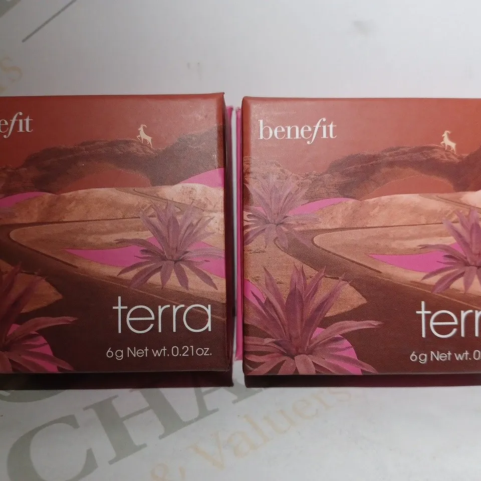 LOT OF 2 BENEFIT COSMETICS WANDERFUL WORLD SILKY-SOFT POWDER BLUSH - GOLDEN BRICK-RED BLUSH 