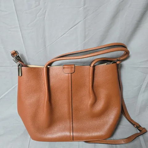 BROWN PEBBLED LEATHER HANDBAG – SHOULDER BAG 