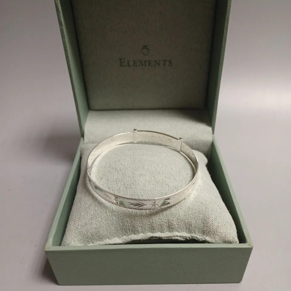 ELEMENTS SILVER ADJUSTABLE BANGLE 