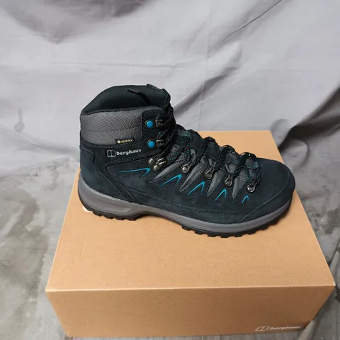 BERGHAUS HIKING BOOTS – DARK BLUE/BLACK WITH TURQUOISE DETAILS UK SIZE 6 