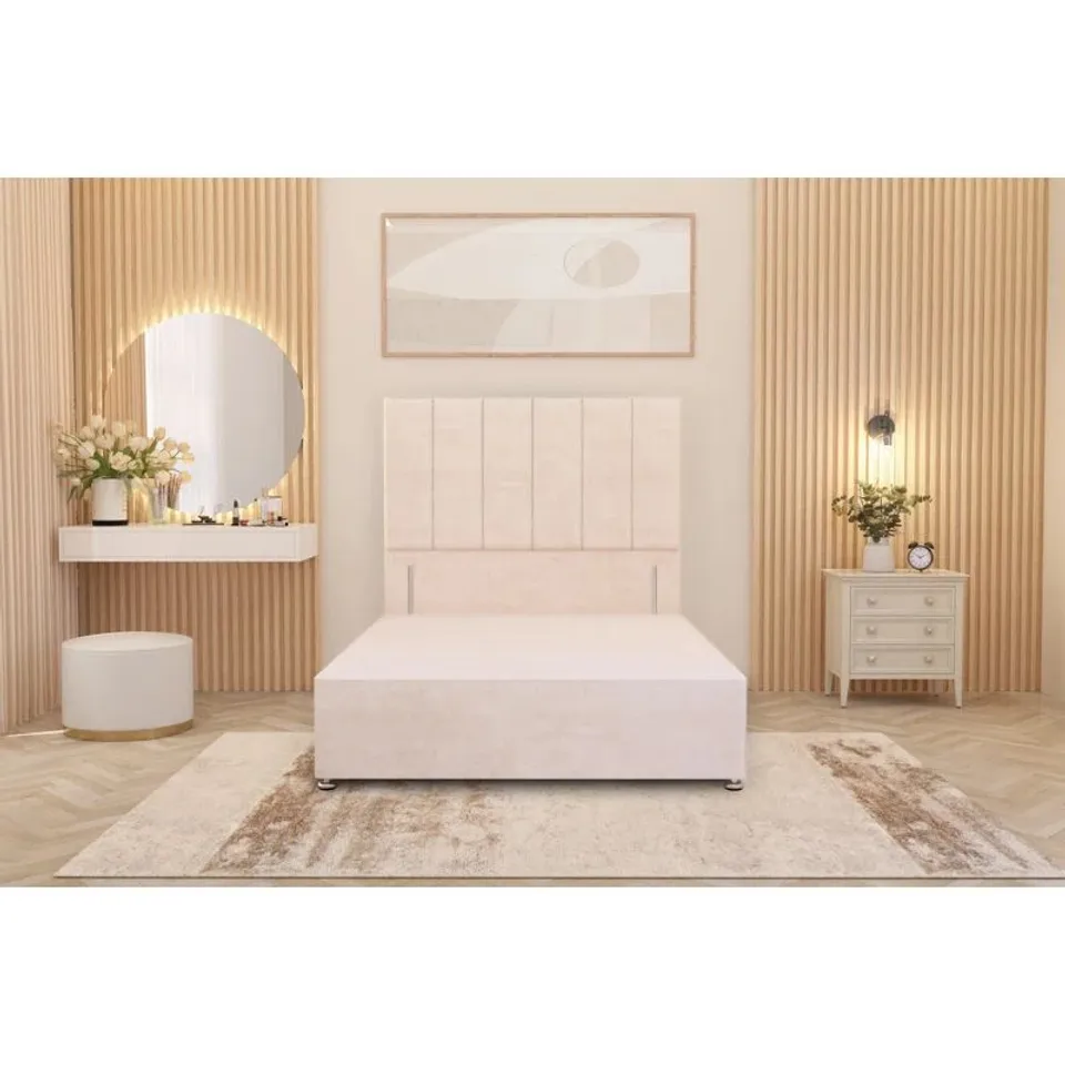 BAGGED ASTERIN DIVAN BED BASE WITH 54" FLOOR STANDING HEADBOARD (3 BAGS)