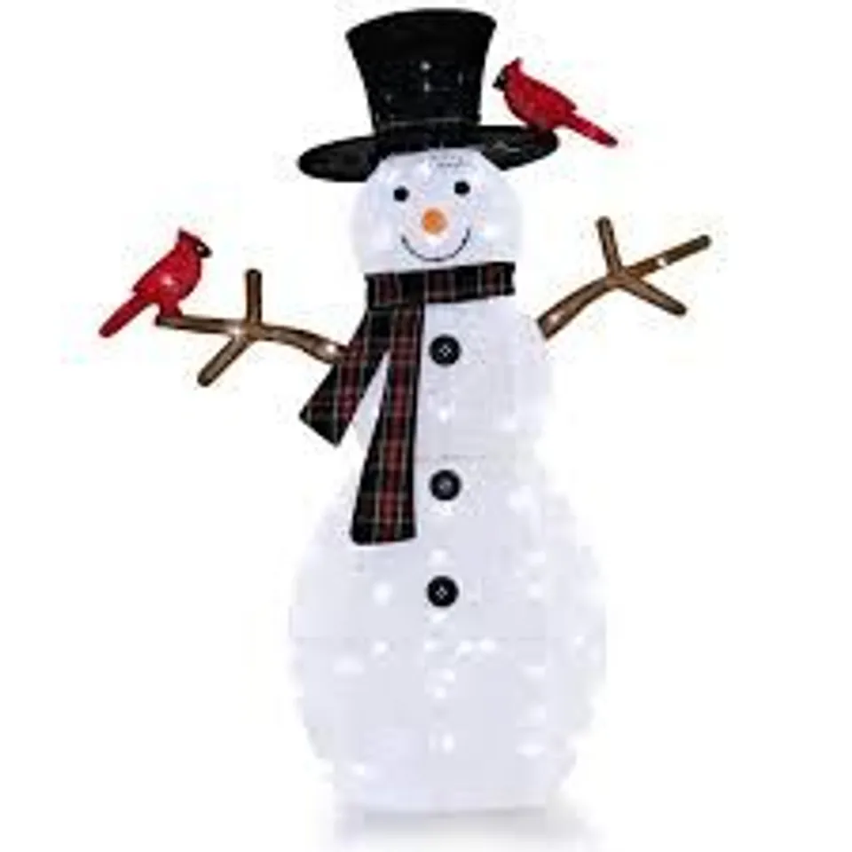 BOXED 127 CM PRE LIT SNOWMAN ORNAMENT WITH WARM WHITE LED LIGHTS FOR HOLIDAY WINTER DECOR